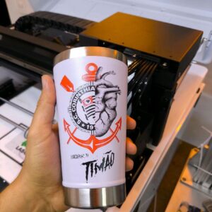 Copo Térmico Timão com Design Único de Coração e Âncora para Bebidas Quentes e Frios